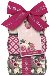 Baylis & Harding Royale Garden Rose, Poppy & Vanilla Luxury Wrapped Soaps -lahjapakkaus