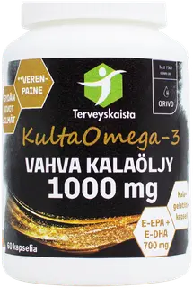 Terveyskaistan KultaOmega-3 Vahva kalaöljy 1000 mg 60 kaps.