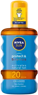 NIVEA SUN 200ml Protect & Bronze Tan Activating Protecting Oil Spray SK20 -aurinkosuojaöljy