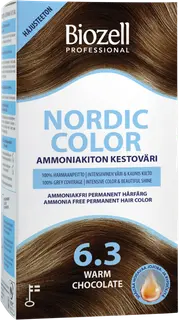 Biozell Professional Nordic Color ammoniakiton kestoväri Warm Chocolate 6.3 2x60ml