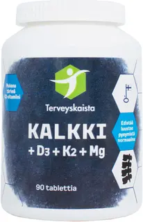 Terveyskaistan Kalkki+D3+K2+MG ravintolisä 90 tabl./122 g