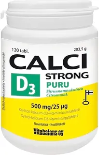 Calci Strong + D3 puru 120 tabl., kalsium-D3-vitamiinipurutabletti, Vitabalans