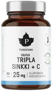 Puhdistamo Tripla Sinkki + C 25 mg 60 kapselia