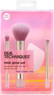 Real Techniques Midi Glow Set-sivellin ja meikkisieni setti