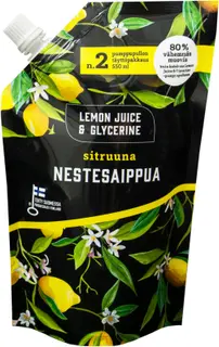 Lemon Juice & Glycerine Nestesaippua 550ml täyttöpussi