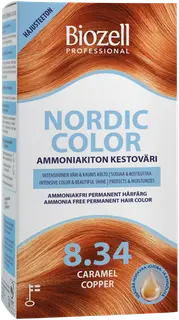Biozell Professional Nordic Color ammoniakiton kestoväri Caramel Copper 8.34 2x60ml