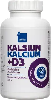 Rainbow kalsium- ja D-vitamiinivalmiste 800mg + 10µg ravintolisä 180kpl/225g