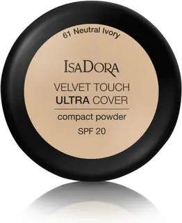 IsaDora Velvet Touch Ultra Cover Compact Powder 7,5g 61 Neutral Ivory kivipuuteri