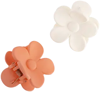 Cailap Hiussolki kukka 4cm 2kpl, persikka / valkoinen