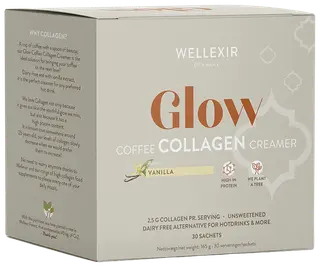 Wellexir Glow Coffee Collagen Creamer Vanilla kollageenijauhe ravintolisä kuumiin juomiin 30 kpl