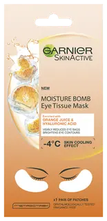 Garnier Skin Active Moisture Bomb Eye Tissue Mask Orange Juice silmänalusnaamio, silmäpusseista vähemmän näkyvät 6g