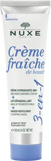 NUXE Creme Fraiche de Beaute 48HR 3-in-1 Moisturising Cream+Make-up Remover Milk + Mask monitoimituote kasvoille 100 ml