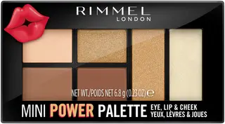 Rimmel Mini Power Palette Lip, Cheek & Eye meikkipaletti 6,8 g, 002 Sassy
