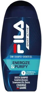 FILA 2IN1 Suihkusaippua & shampoo energisoi ja syväpuhdistaa, miehille 250 ml