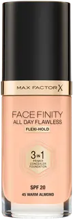 Max Factor Facefinity All Day Flawless 3in1 Foundation 45 Warm Almond 30ml
