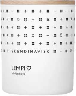 Skandinavisk LEMPI Tuoksukynttilä puukannella 200g, valkoinen