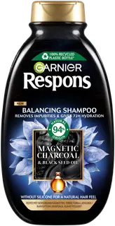 Garnier Respons Magnetic Charcoal shampoo rasvaiselle tyvelle ja kuiville pituuksille 400 ml