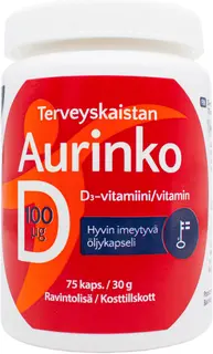 Terveyskaistan Aurinko D 100 µg D3 vitamiini 75 kaps.