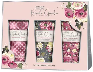 Baylis & Harding Royale Garden Rose, Poppy & Vanilla Assorted 3 Hand Cream Set -lahjapakkaus