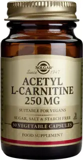 Solgar Asetyyli L-Karnitiini 250 mg ravintolisä 30 kaps.
