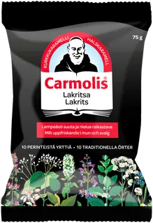 bertil´s health Carmolis Lakritsi yrttikaramelli 72 g