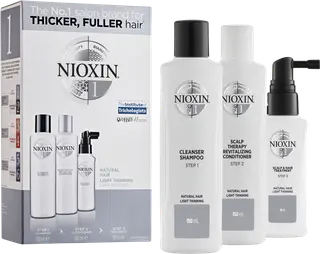 NIOXIN 1 Trial Kit hoitopakkaus ohentuneille, käsittelemättömille hiuksille