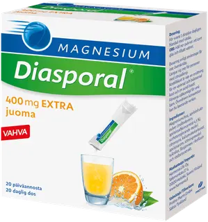 Diasporal appelsiininmakuinen magnesium juomajauhe 400mg Extra ravintolisä 126g/20kpl