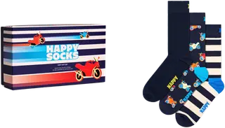 Happy Socks Navy Gift Set 3-pack sukat
