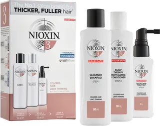 NIOXIN 3 Trial Kit hoitopakkaus värjätyille, lievästi ohentuneille hiuksille