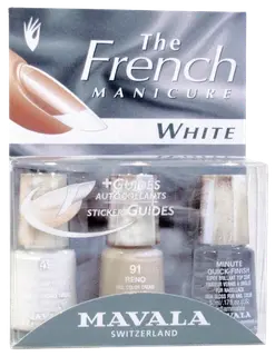 Mavala 3x5ml Franch Manicure Kit White ranskalainen manikyyri valkoinen + tarrat