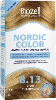 Biozell Professional Nordic Color ammoniakiton kestoväri Vivid Champagne 8.13 2x60ml