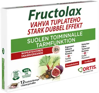 Fructolax Vahva Tuplateho runsaskuituinen hedelmäkuutio ravintolisä 120g/12 kpl
