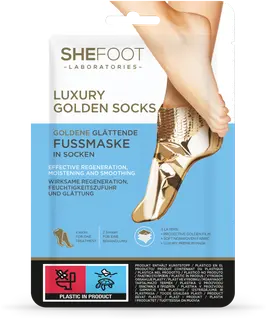 SheFoot Luxury Golden Socks jalkanaamio kosteuttava, kaunistava ja pehmentävä