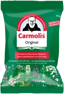 Valioravinto Carmolis sokeriton yrttikaramelli 75 g