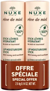 Nuxe Reve de Miel Moisturising Lip Stick duo 2 x 4 g -hunajainen huulivoidepuikko tuplapakkaus