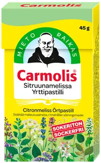 Carmolis Sitruunamelissa yrttipastilli, sokeriton 45 g