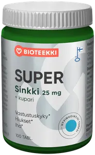 Bioteekki Super Sinkki+kupari ravintolisä 100 tabl.