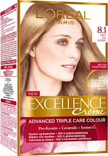 L'Oréal Paris Excellence Creme 8.1 Light Ash Blonde Keskivaalea Tuhka kestoväri 1kpl
