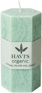 Havi´s oliiviöljykynttilä steariini pöytäkynttilä  Hexagon vihreä 5x10cm 1kpl 17h