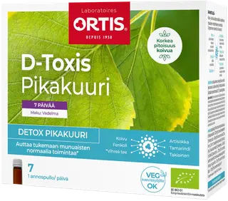 D-Toxis Detox puhdistava pikakuuri 7 päivää Vadelma 7x15 ml