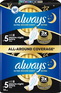 Always Ultra Secure Night Extra S5 with wings terveysside