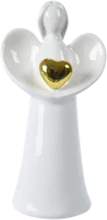 Decoris Koriste-enkeli kultasydän 8x7,5x16,3cm valkoinen