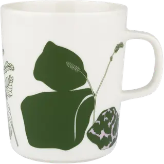 Marimekko Oiva / Elokuun Varjot -muki 2,5dl valkoinen, vihreä, v.punainen