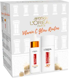 L'Oréal Paris Skincare Vitamin C Glow Routine lahjapakkaus - päivävoide 50ml ja seerumi 30ml