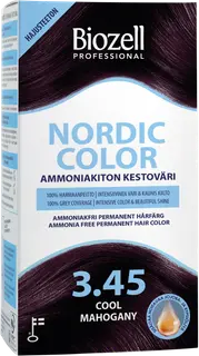 Biozell Professional Nordic Color ammoniakiton kestoväri Cool Mahogany 3.45 2x60ml