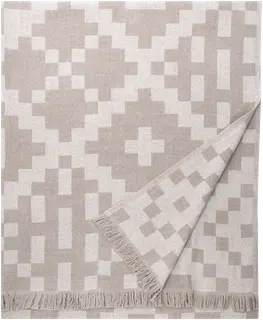 Lapuan Kankurit Huvila huopa 150x170 cm + hapsut, beige-valkoinen