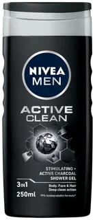 NIVEA MEN 250ml Active Clean Shower Gel -suihkugeeli