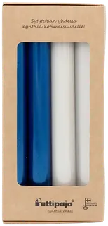 Puttipaja Kruunukynttilä metallihohto sinivalkoinen 4kpl