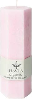 Havi´s oliiviöljy steariini pöytäkynttilä  Hexagon vaaleanpunainen 5x15cm 1kpl 23h