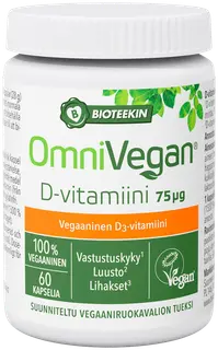 Bioteekki OmniVegan® D-vitamiini 75 mikrog. 60 kaps.